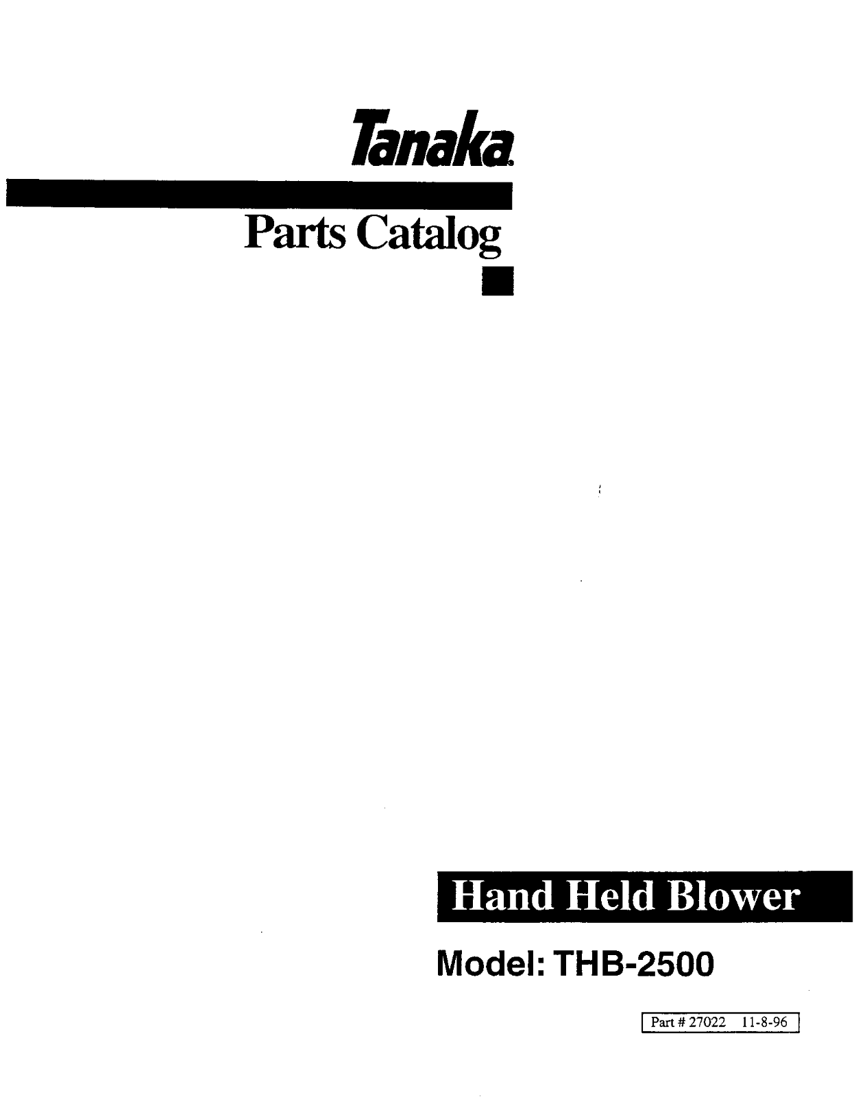 Tanaka THB-2500 User Manual