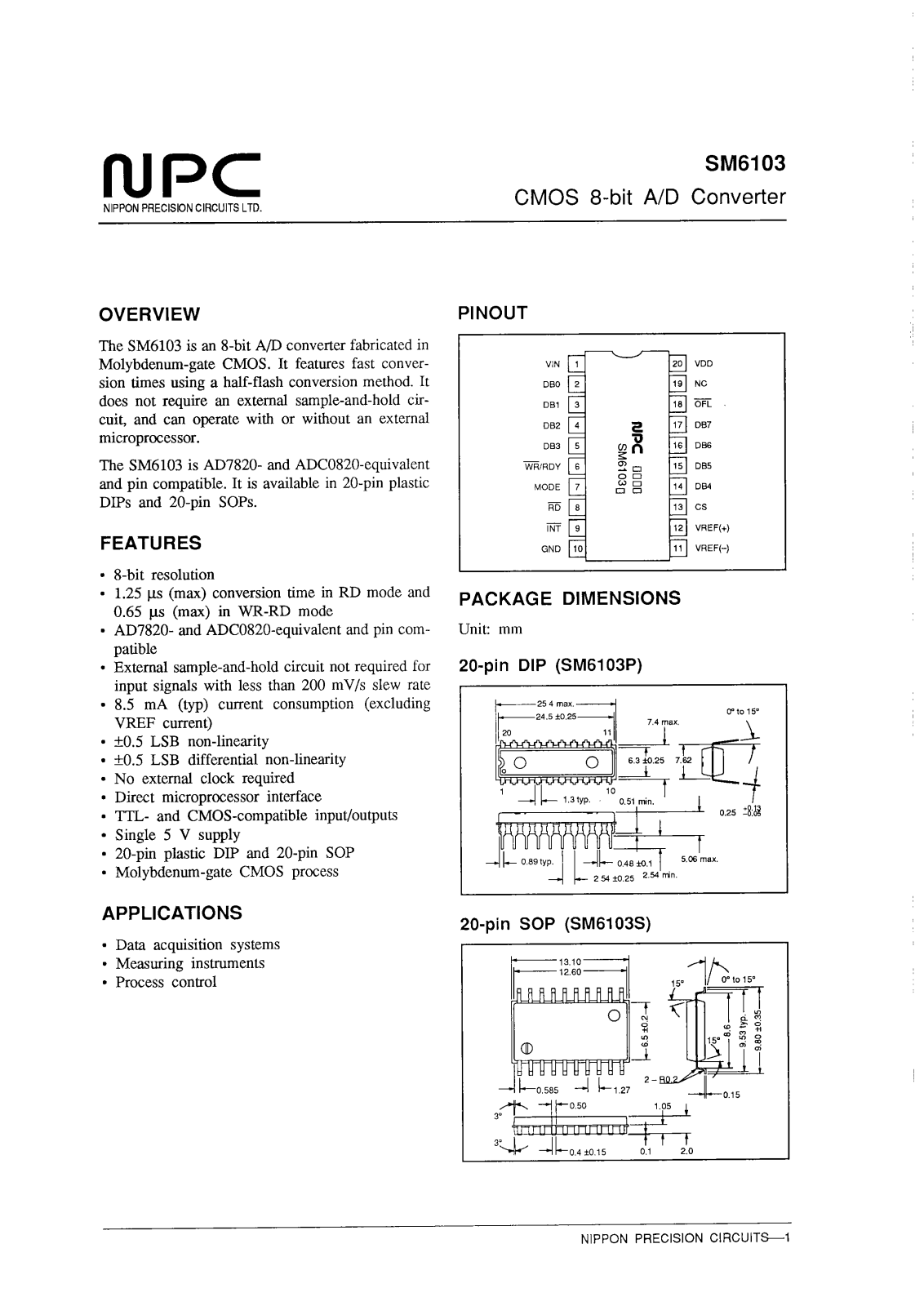 NPC SM6103P, SM6103S Datasheet