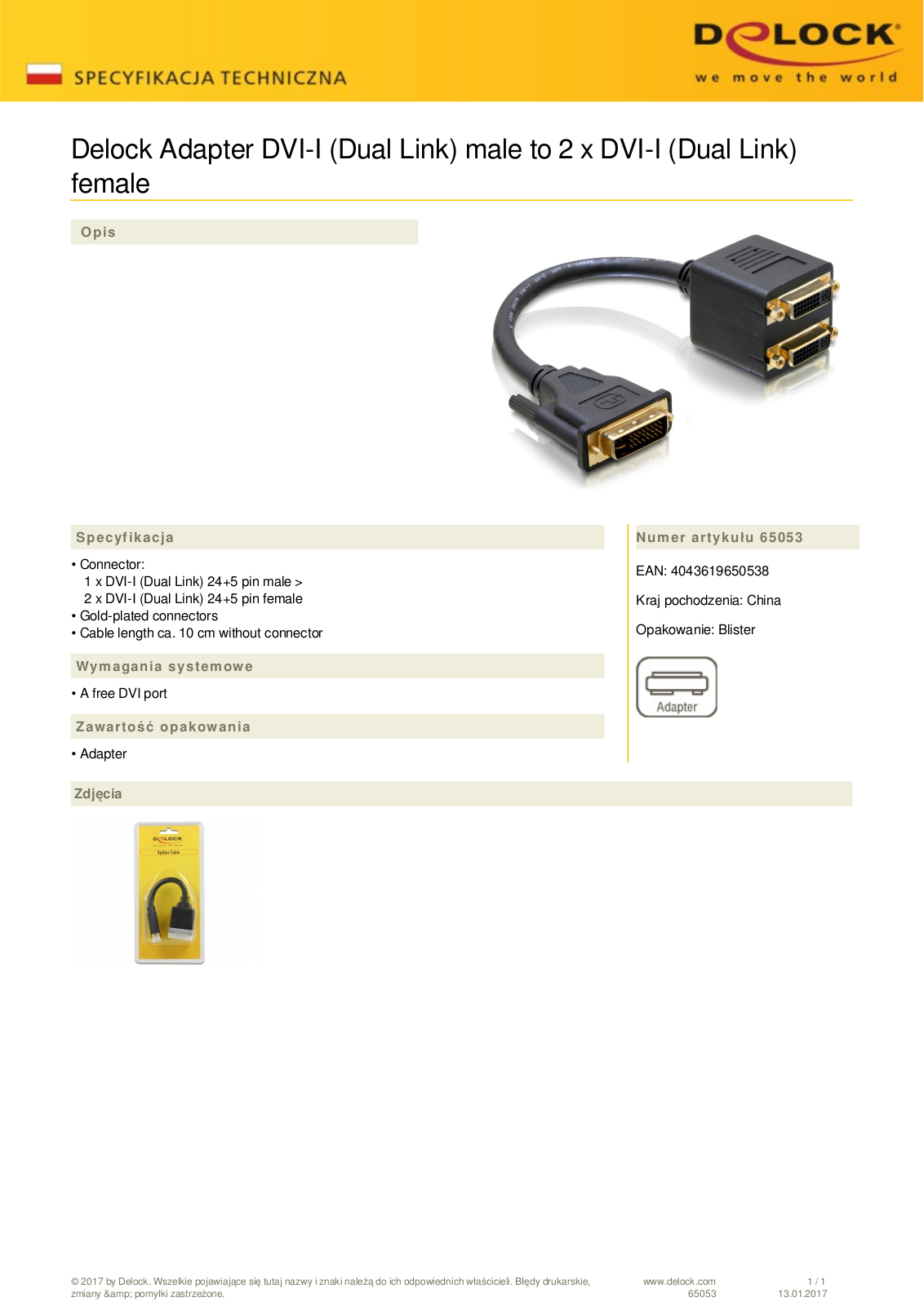 DeLOCK adapter DVI-I User Manual