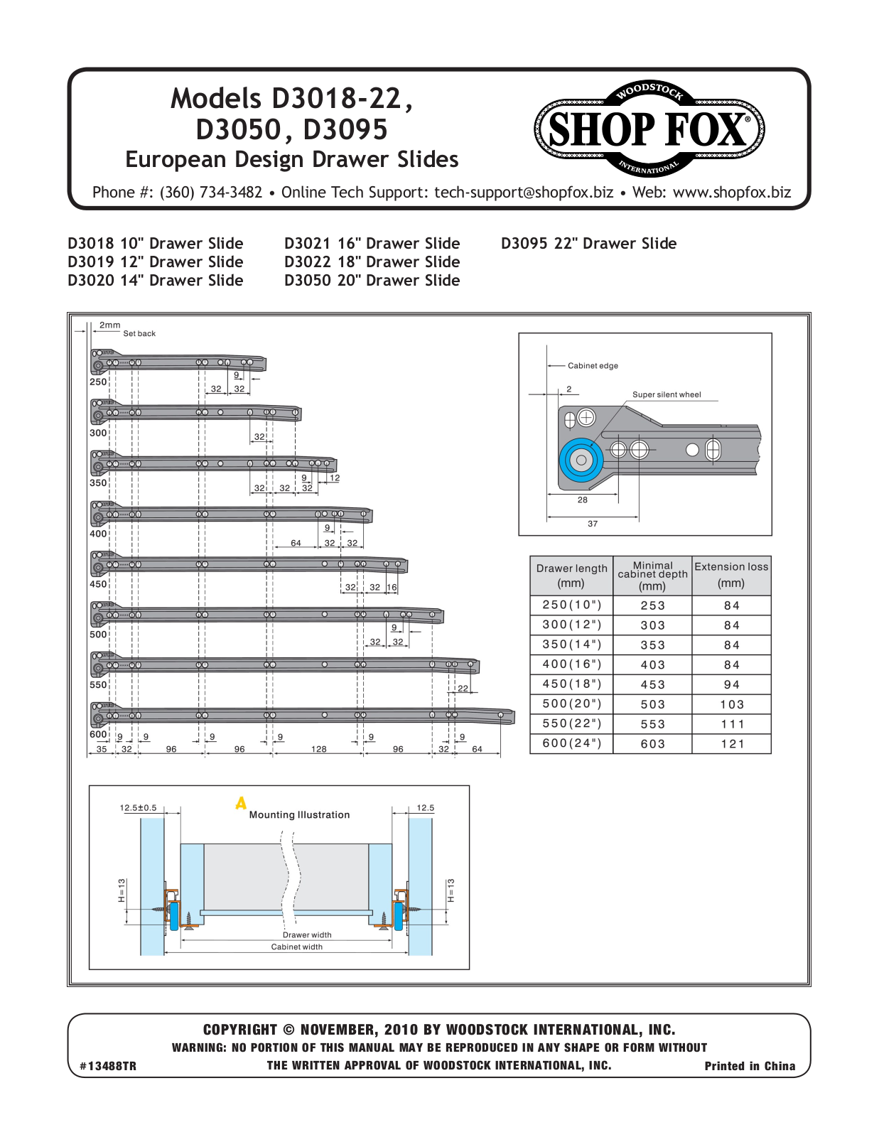 WOODSTOCK D3018-22, D3050, D3095 User guide - ManualMachine.com