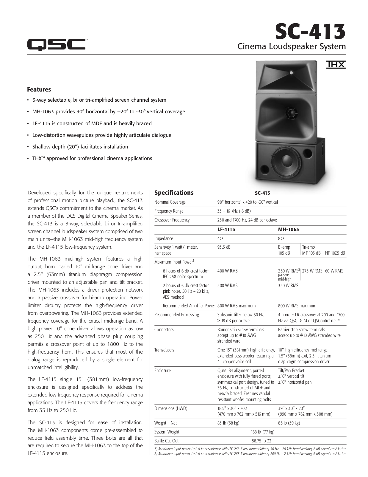 QSC SC-413 Brochure