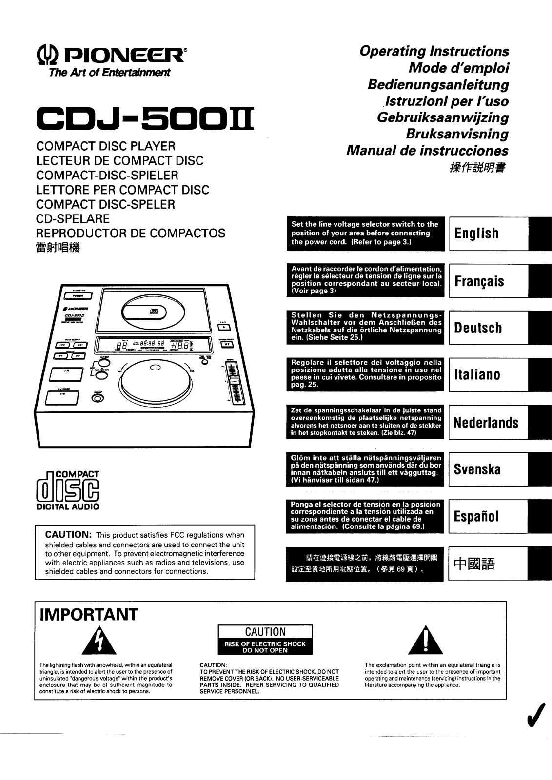 Pioneer CDJ-500 Mk2 Owners manual