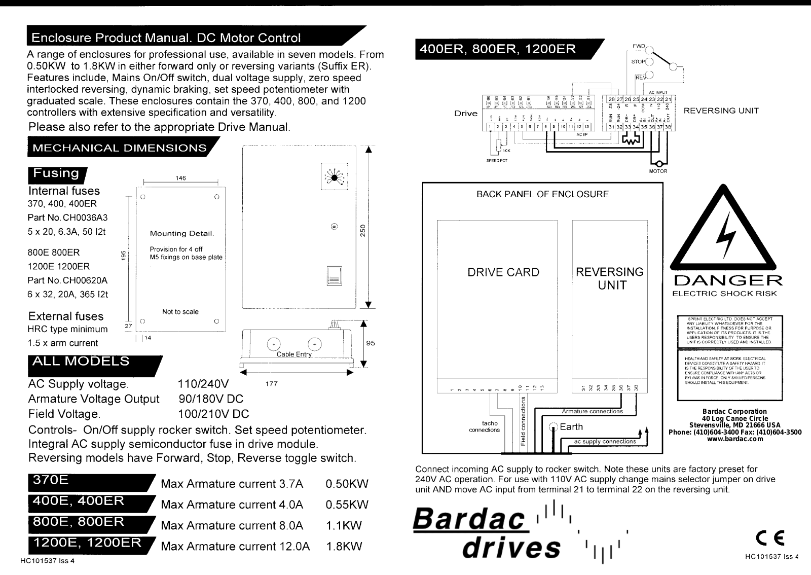 Bardac 370E, 400E, 400ER, 800E, 800ER Programming Manual