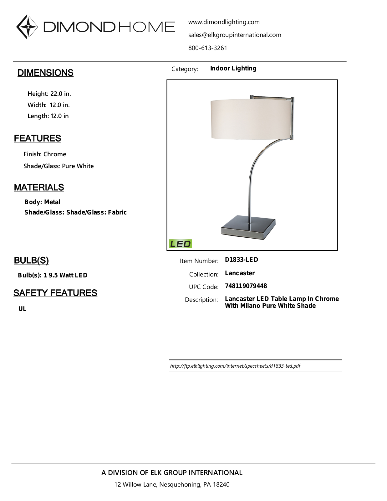 ELK Home D1833LED User Manual