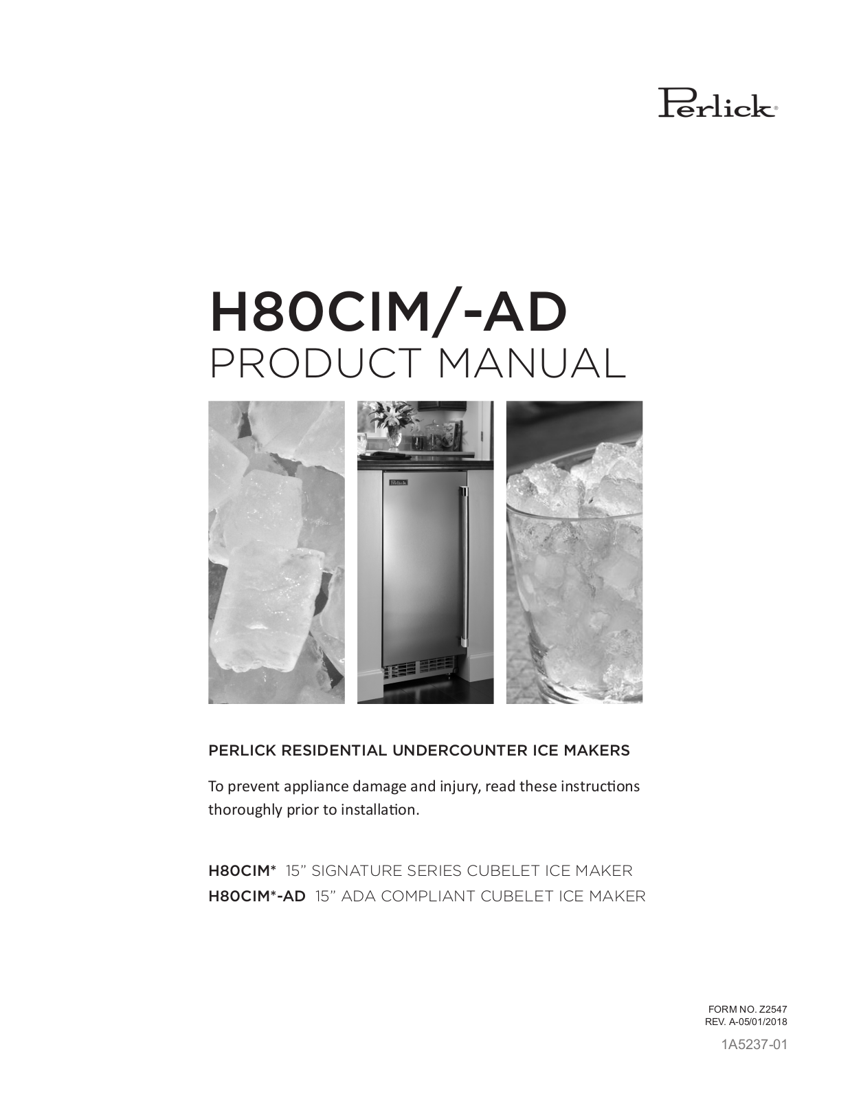 Perlick H80CIMS-ADR, H80CIMW User Manual