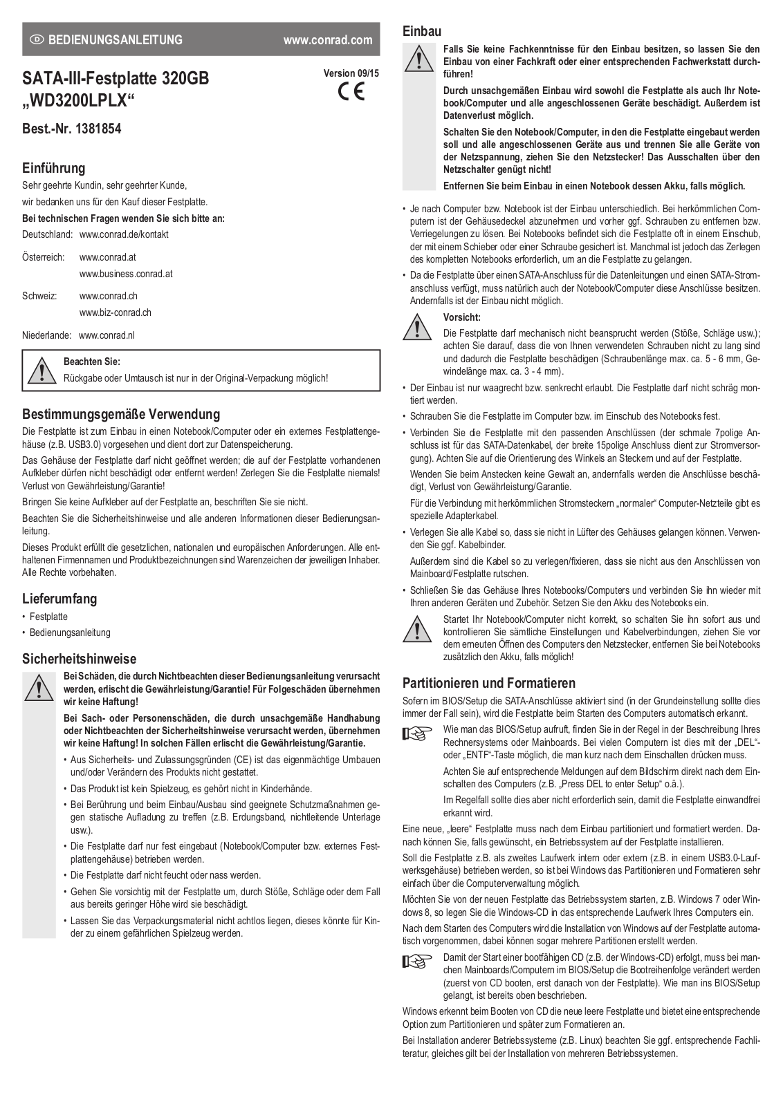 Western Digital WD3200LPLX Operation Manual