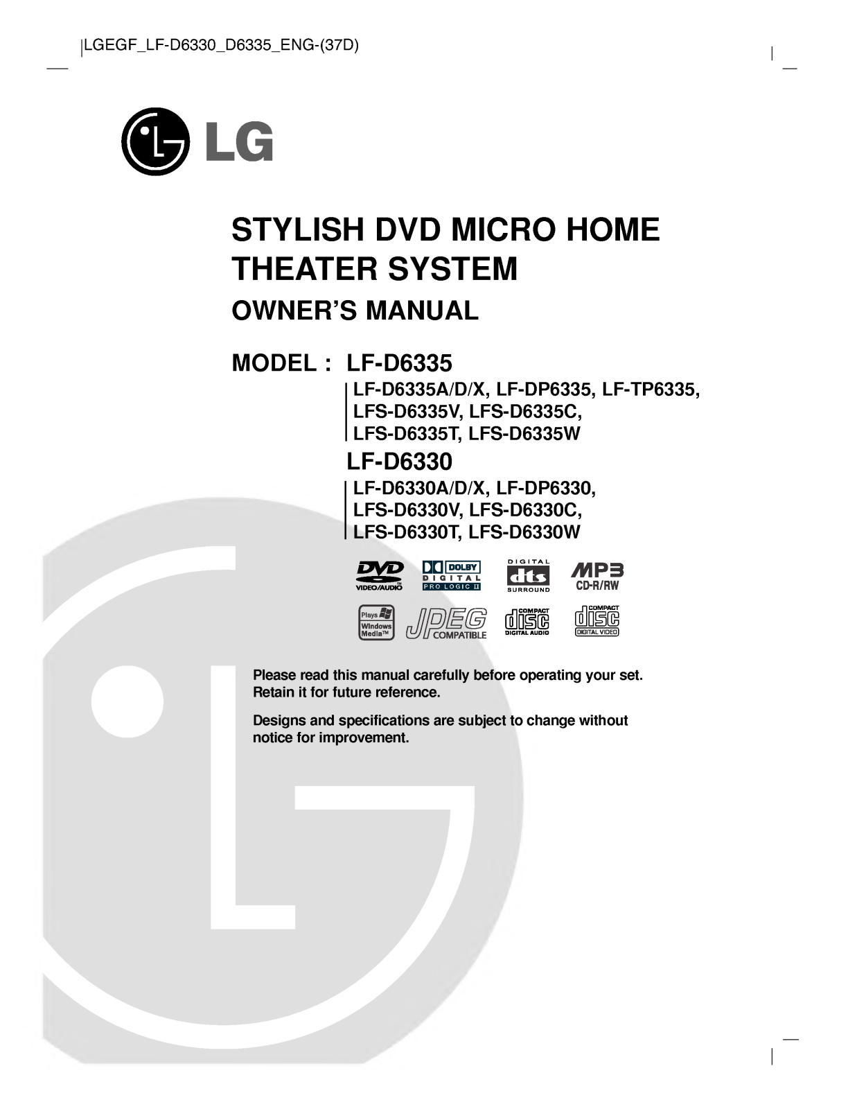 LG LF-D6330A User Manual