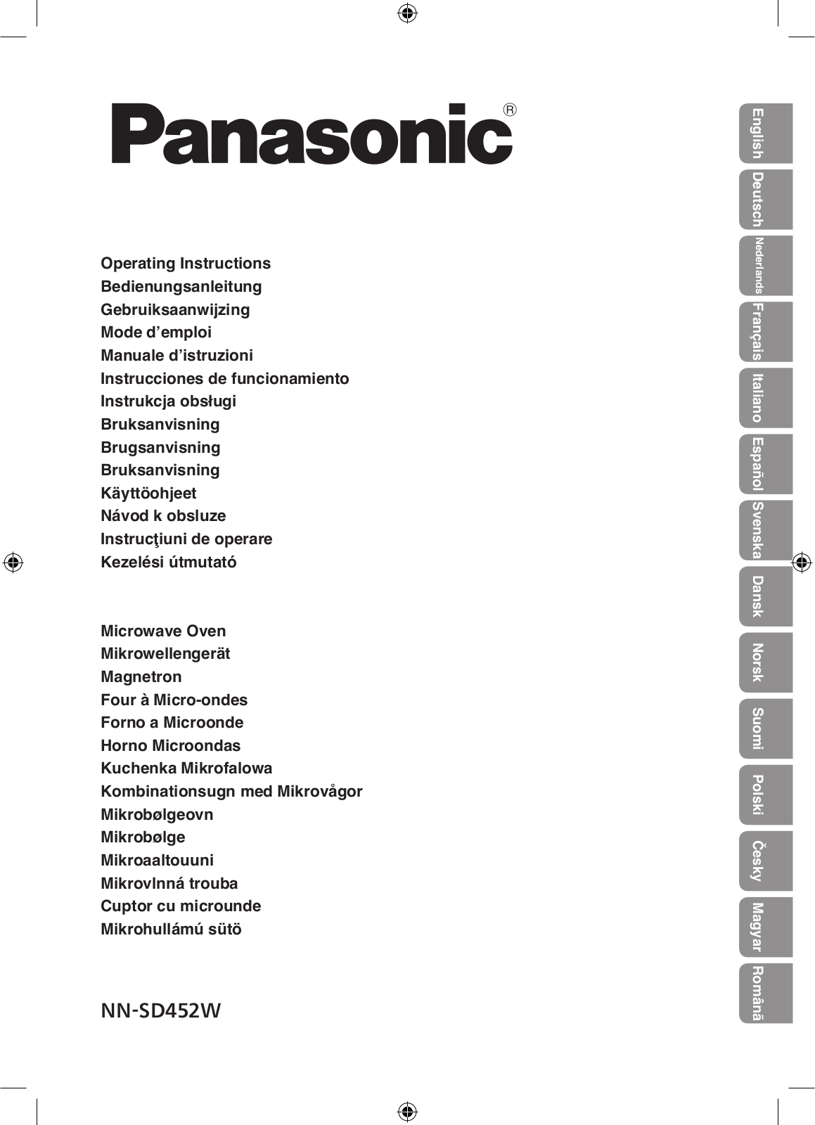 Panasonic NN-SD452W Operating Instructions