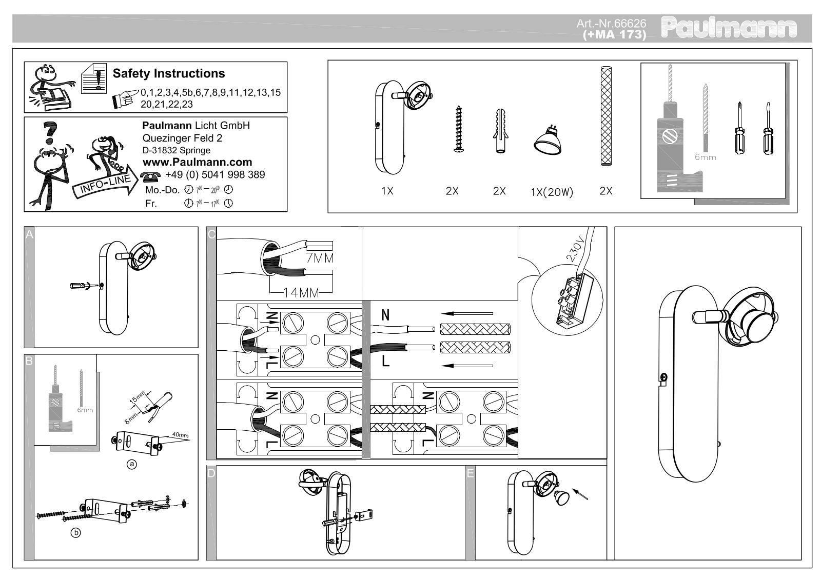 Paulmann 66626 Safety instructions - ManualMachine.com