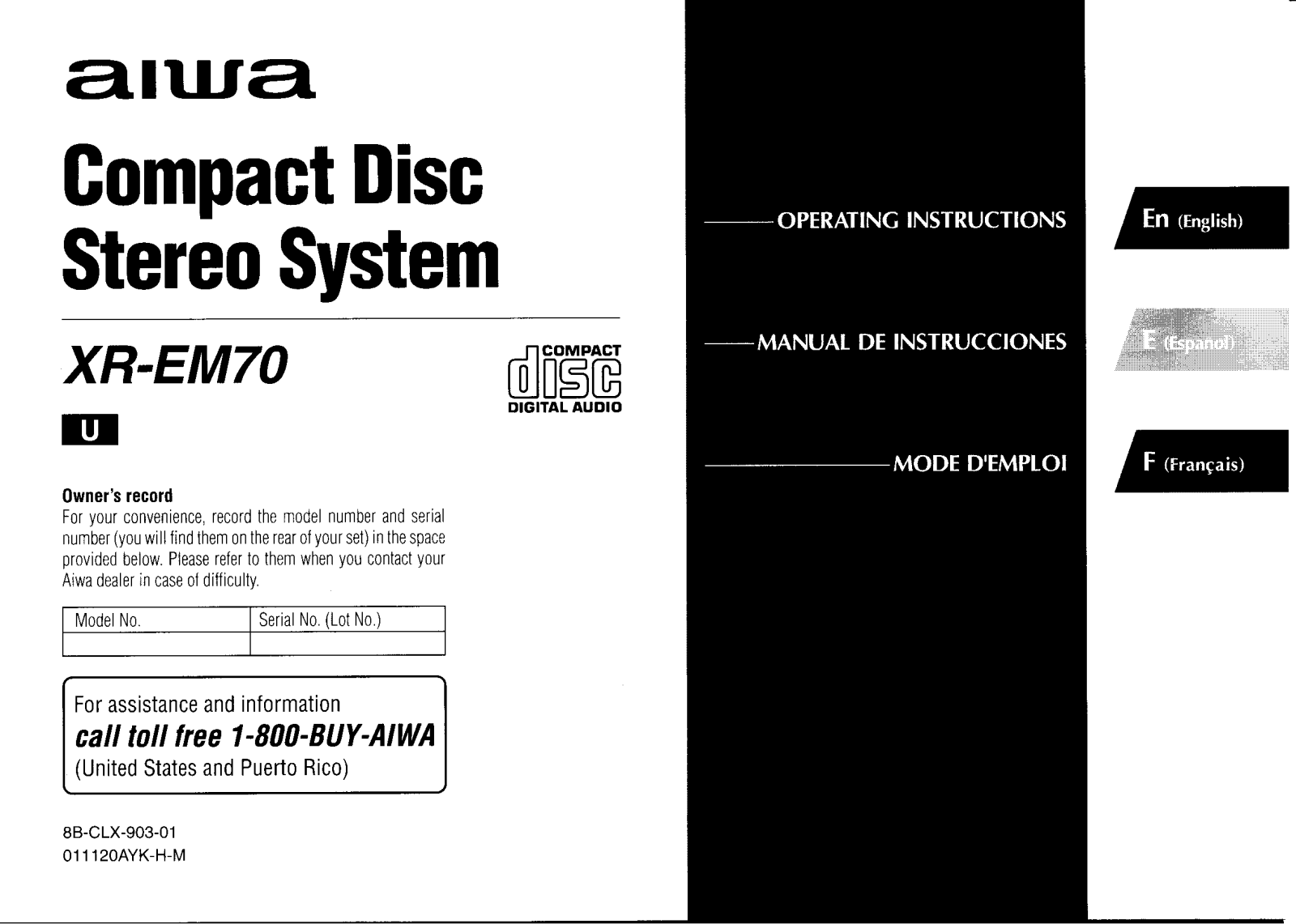 Sony CXLEM70 Operating Manual