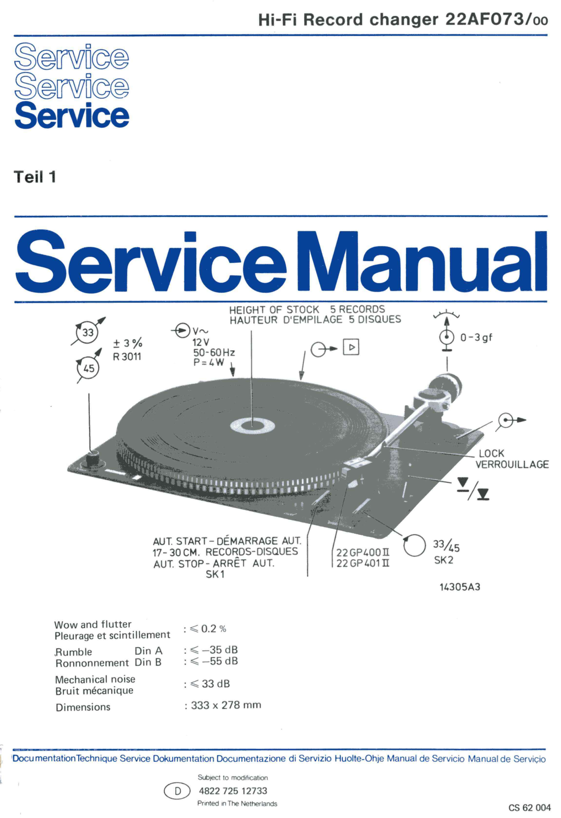 Philips 22-AF-073 Service Manual