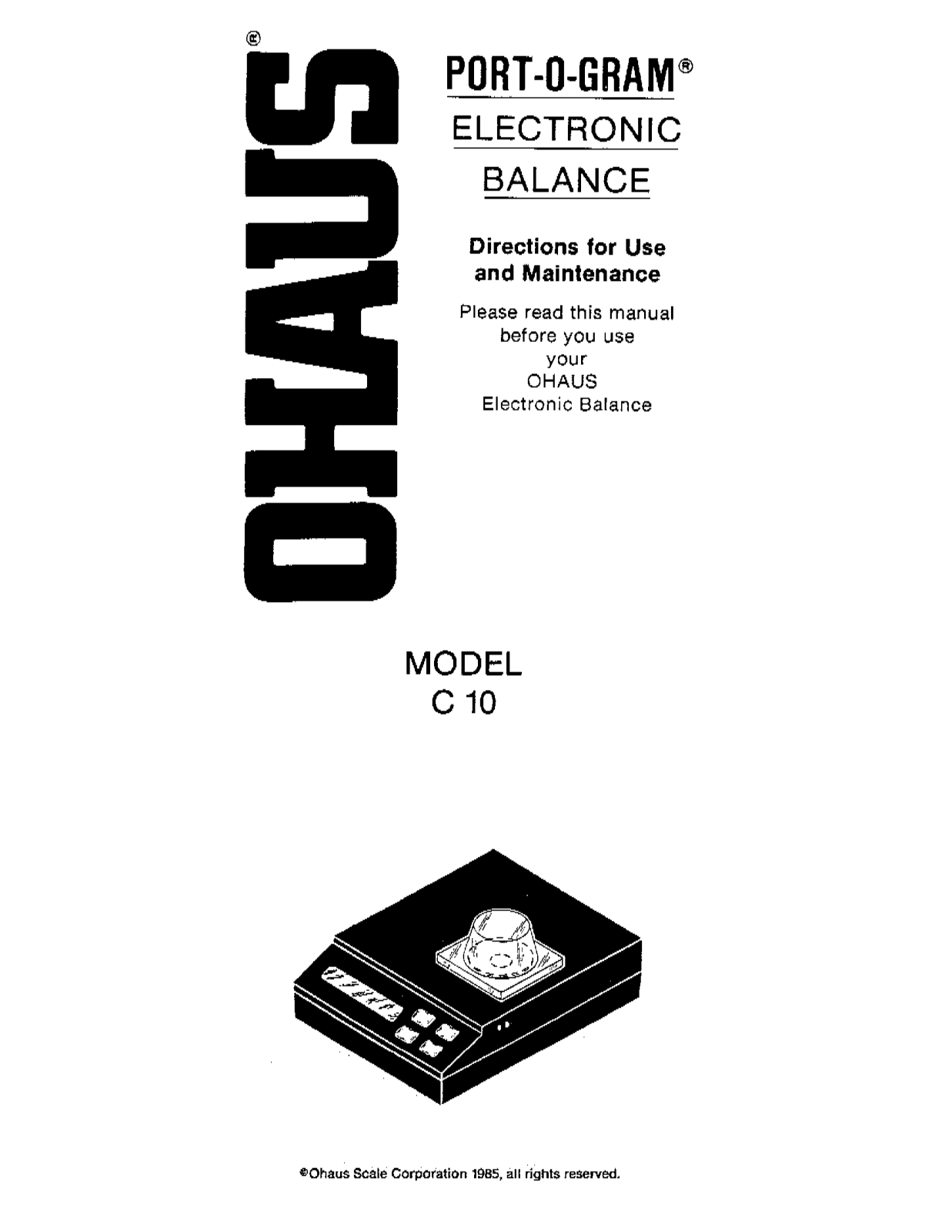 Ohaus C 10 User Manual