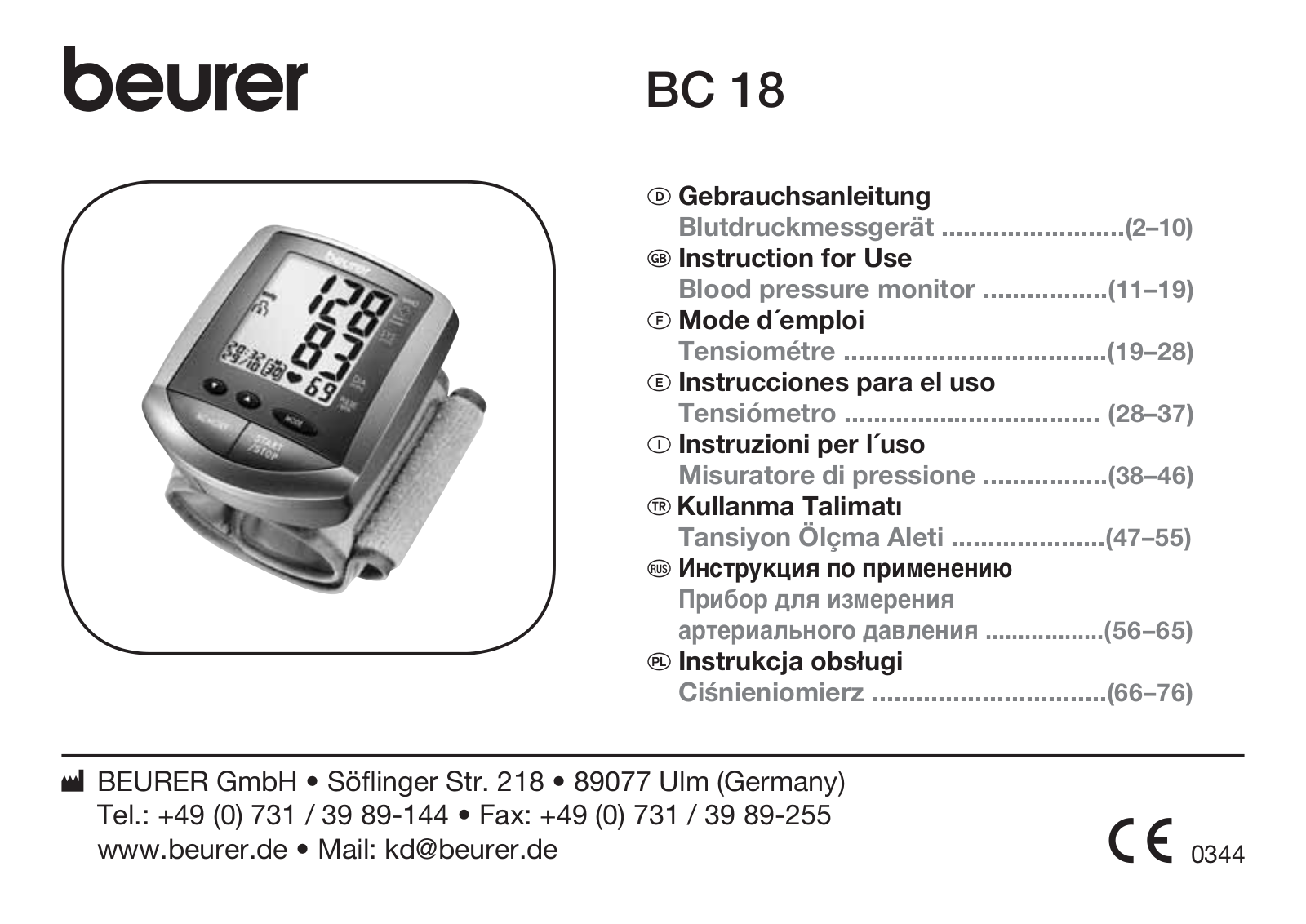 Beurer BC 18 User Manual