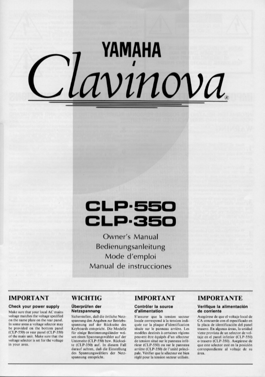 Yamaha CLP-550, CLP-550E User Manual