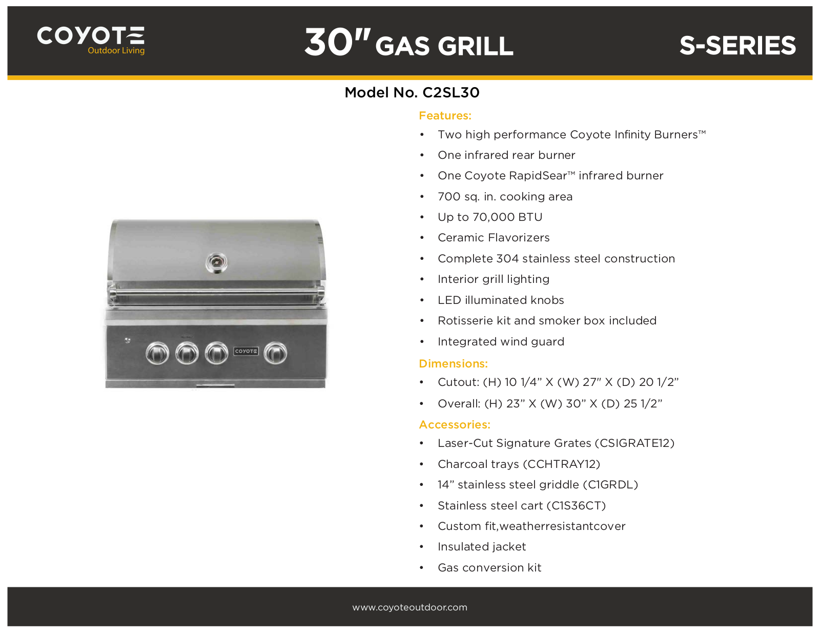 Coyote C2SL30LP, C2SL30NG Specifications