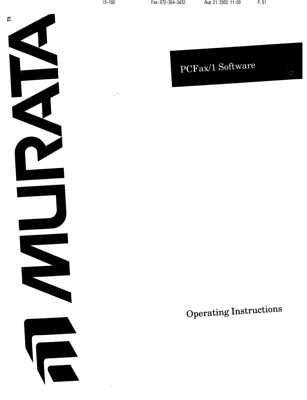 Muratec PCFAX/1 Operating Manual