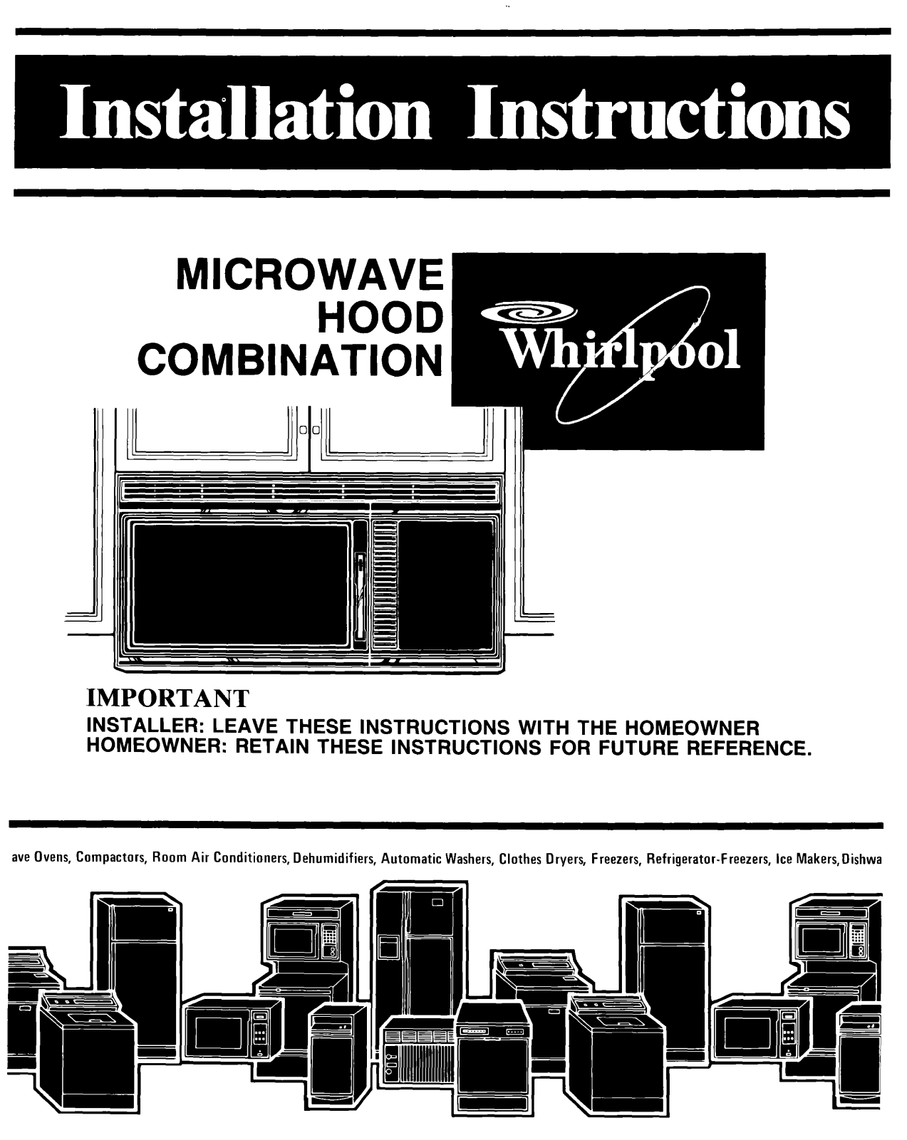 Whirlpool MH6300XM1, MH6300XM0 Installation Guide
