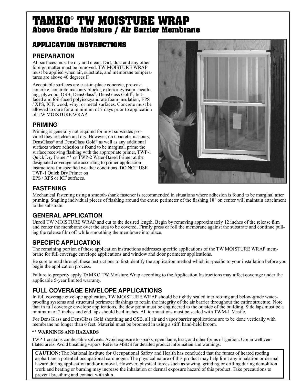 TAMKO TW Moisture Wrap User Manual - ManualMachine.com