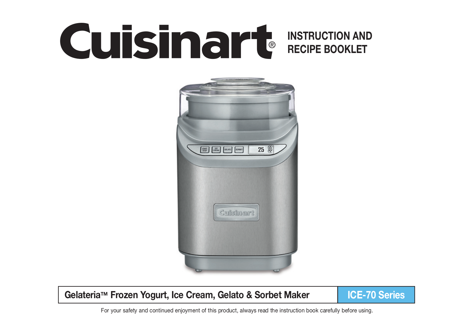 Cuisinart ICE-70 Instruction Manual