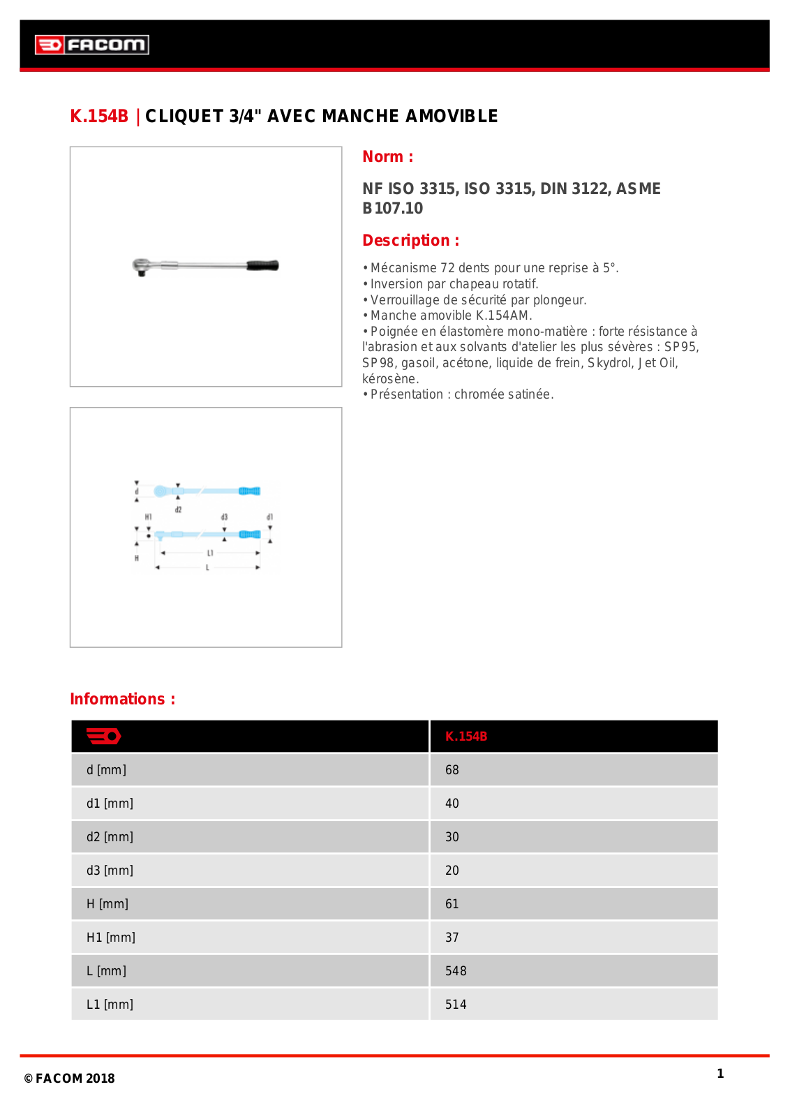 Facom K.154B Specification - ManualMachine.com