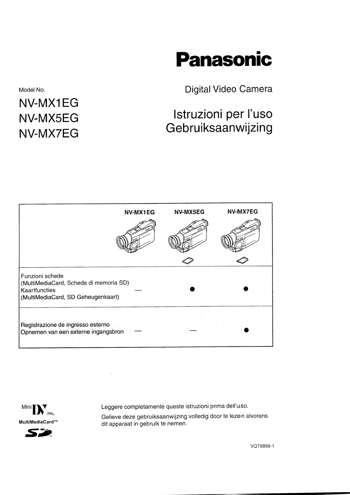 Panasonic NV-MX5EG, NV-MX7EG, NV-MX1EG User Manual