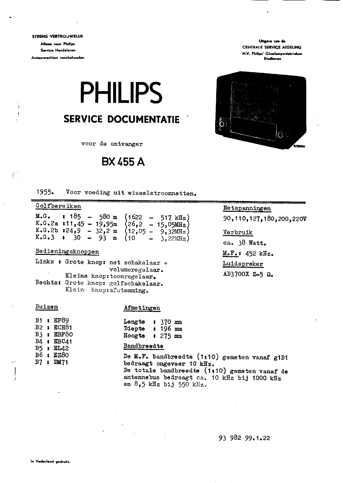 Philips BX455A Schematic