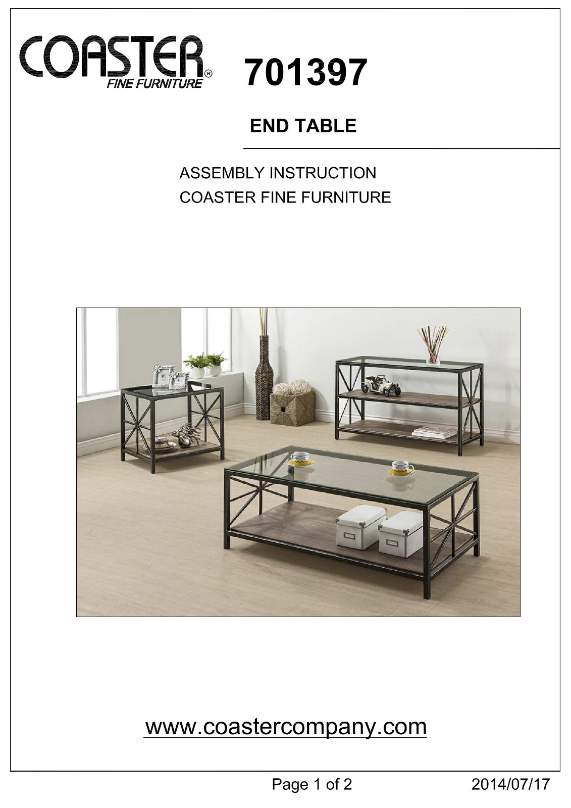 Coaster 701397 Assembly Guide - ManualMachine.com
