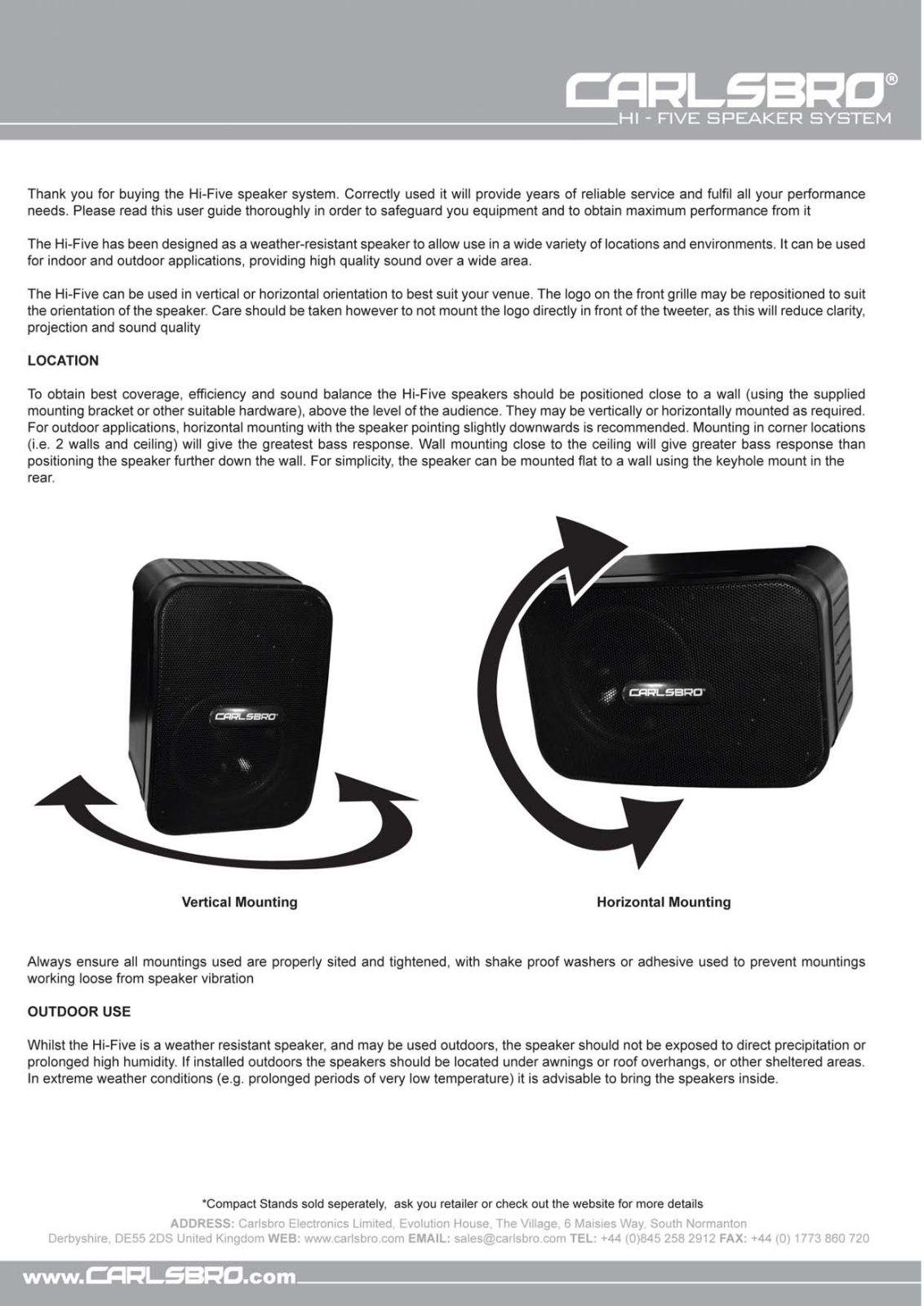 Carlsbro HI-FIVE User Manual