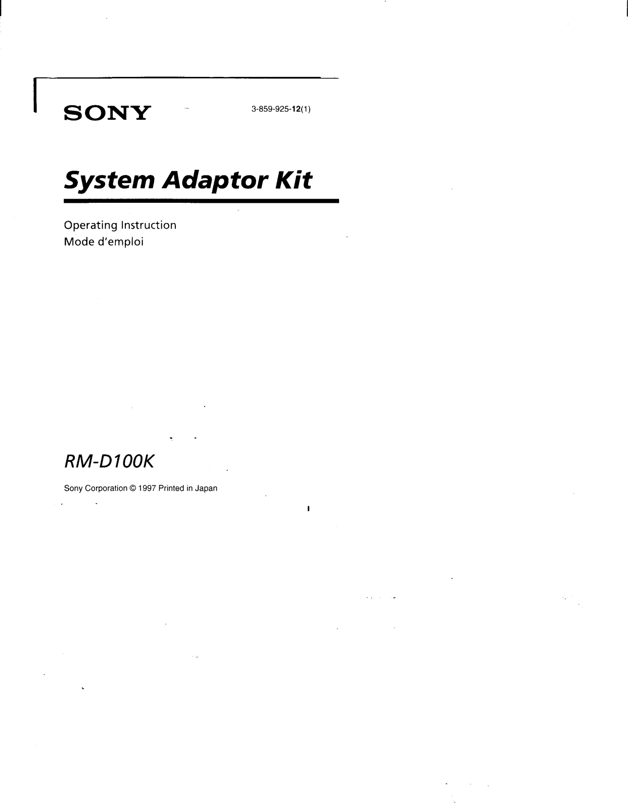 Sony RM-D100K Operating Manual