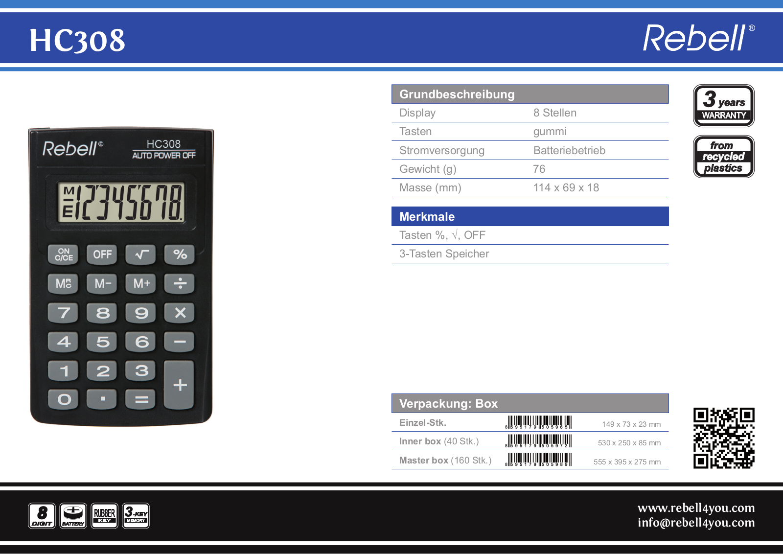 Rebell HC 308 User Manual