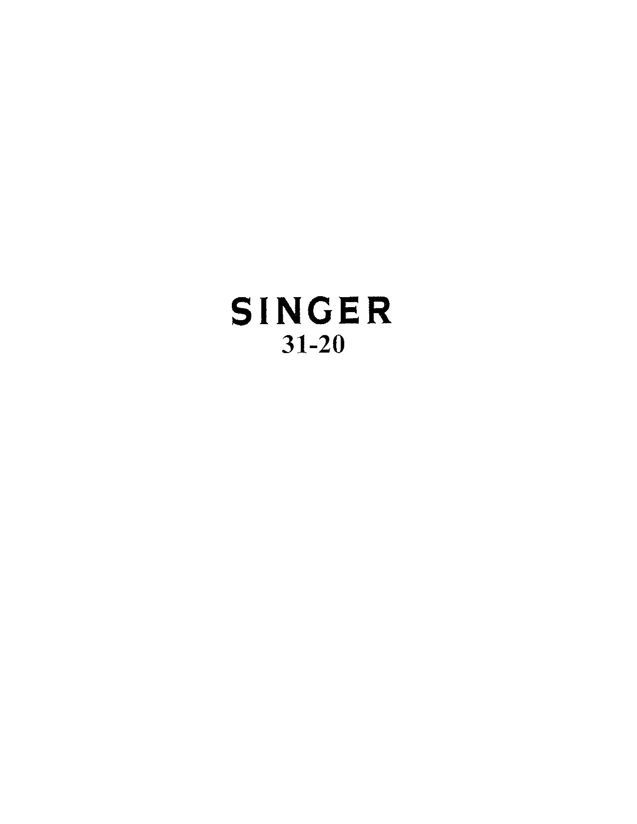 Singer 31-20 User Manual