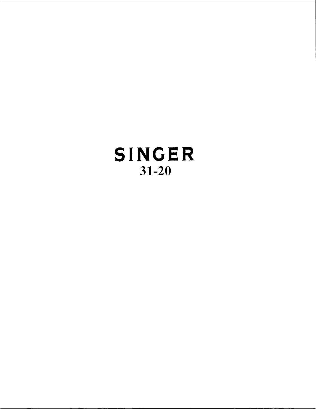 Singer 31-20 User Manual