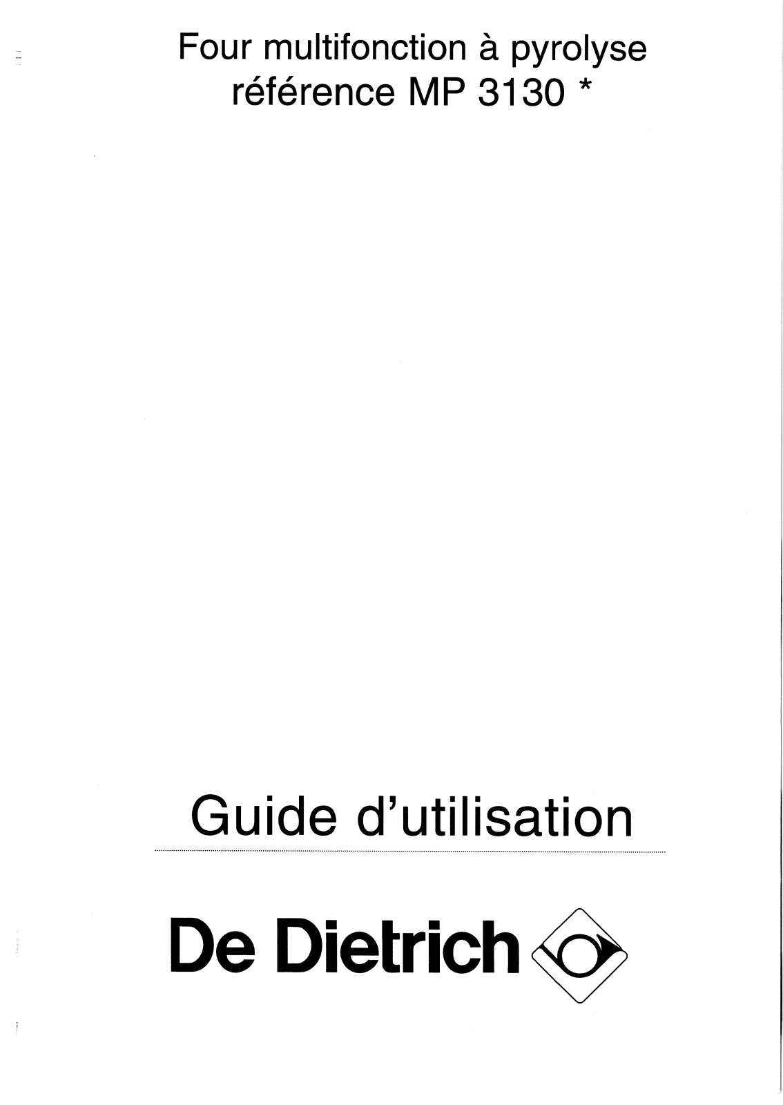 De dietrich MP3130N, MP3130B User Manual