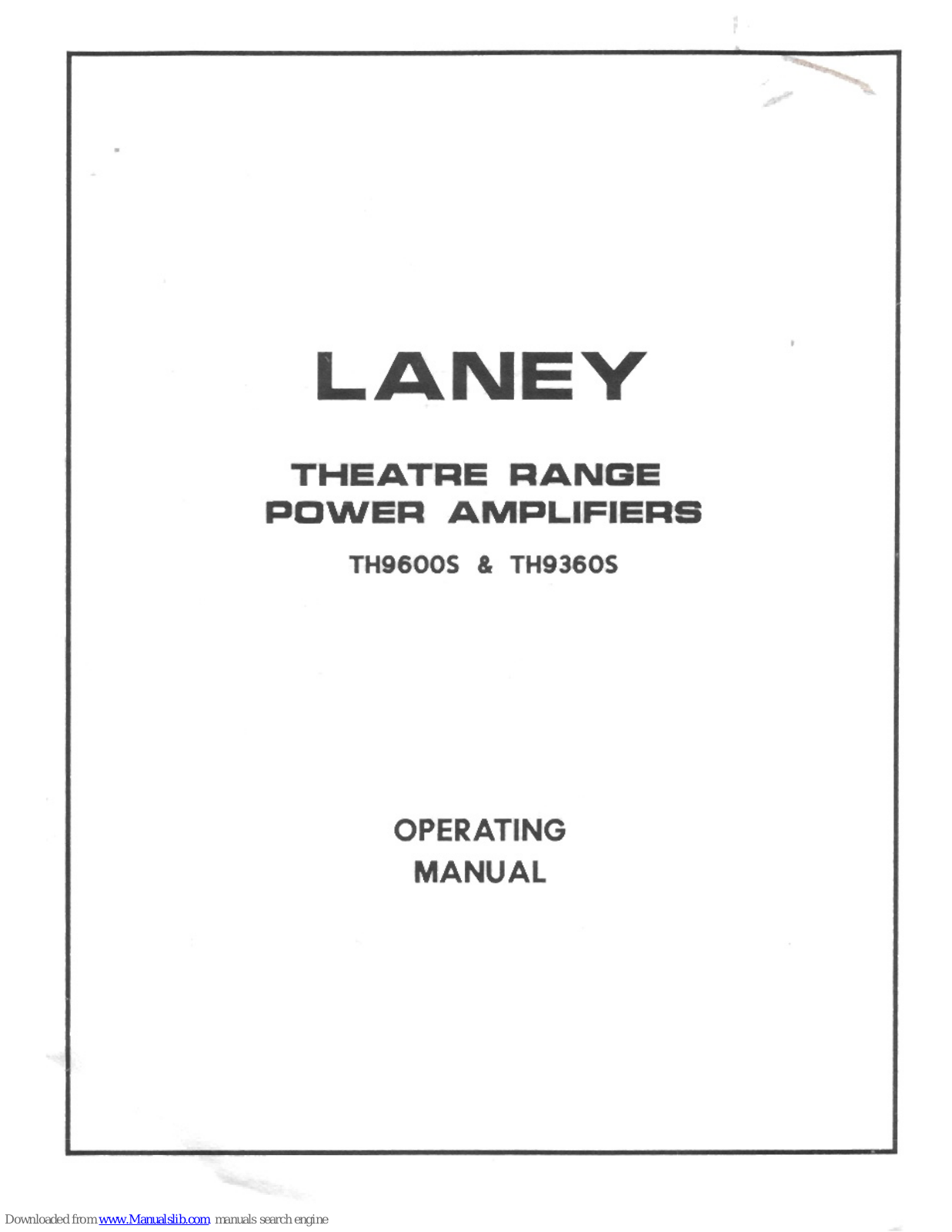 Laney TH9600S, TH9360S Operating Manual