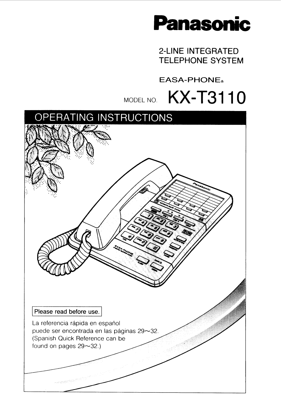 Panasonic kx-t3110 Operation Manual