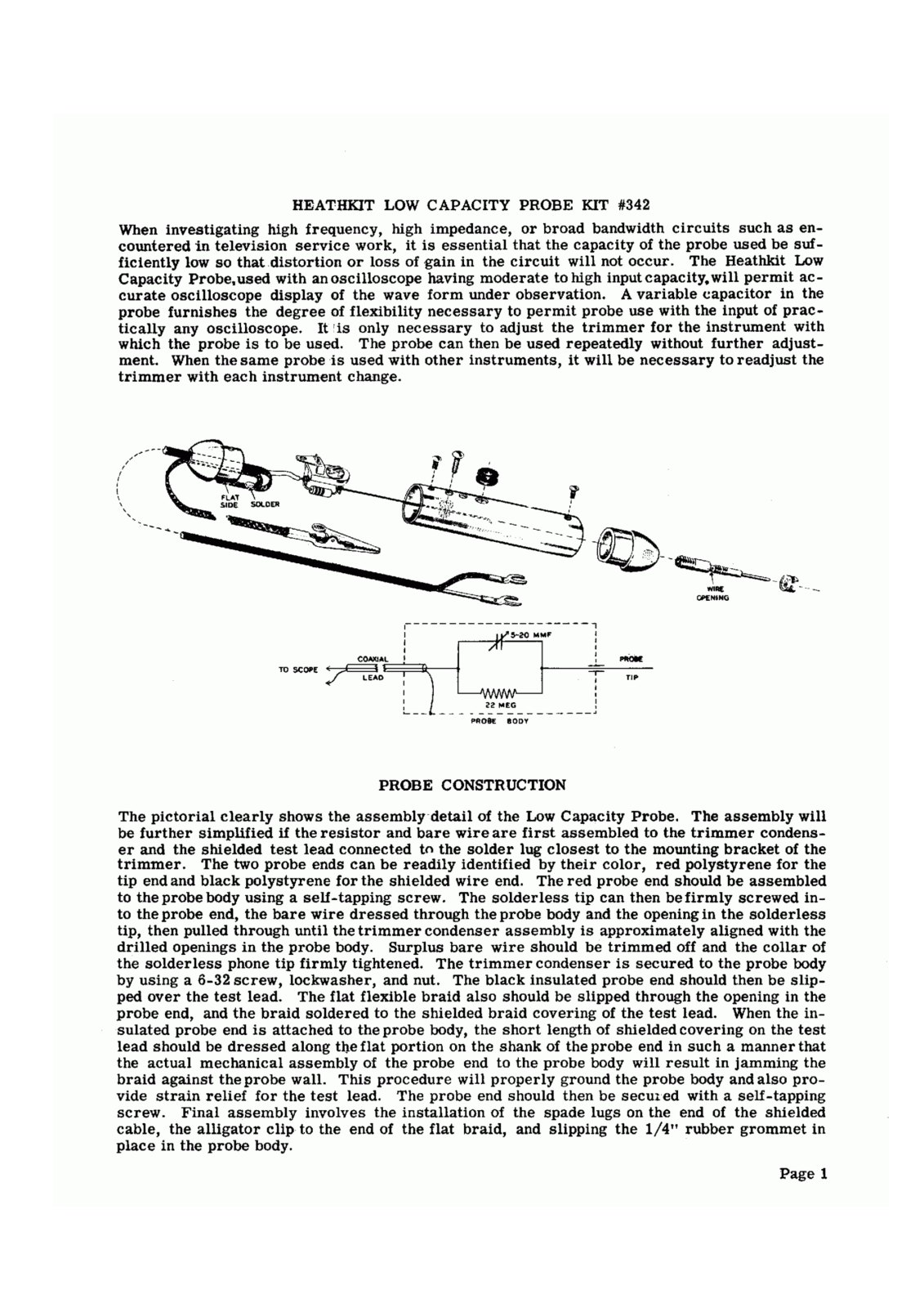 Heath Company PROBE-342-LOW Owners manual