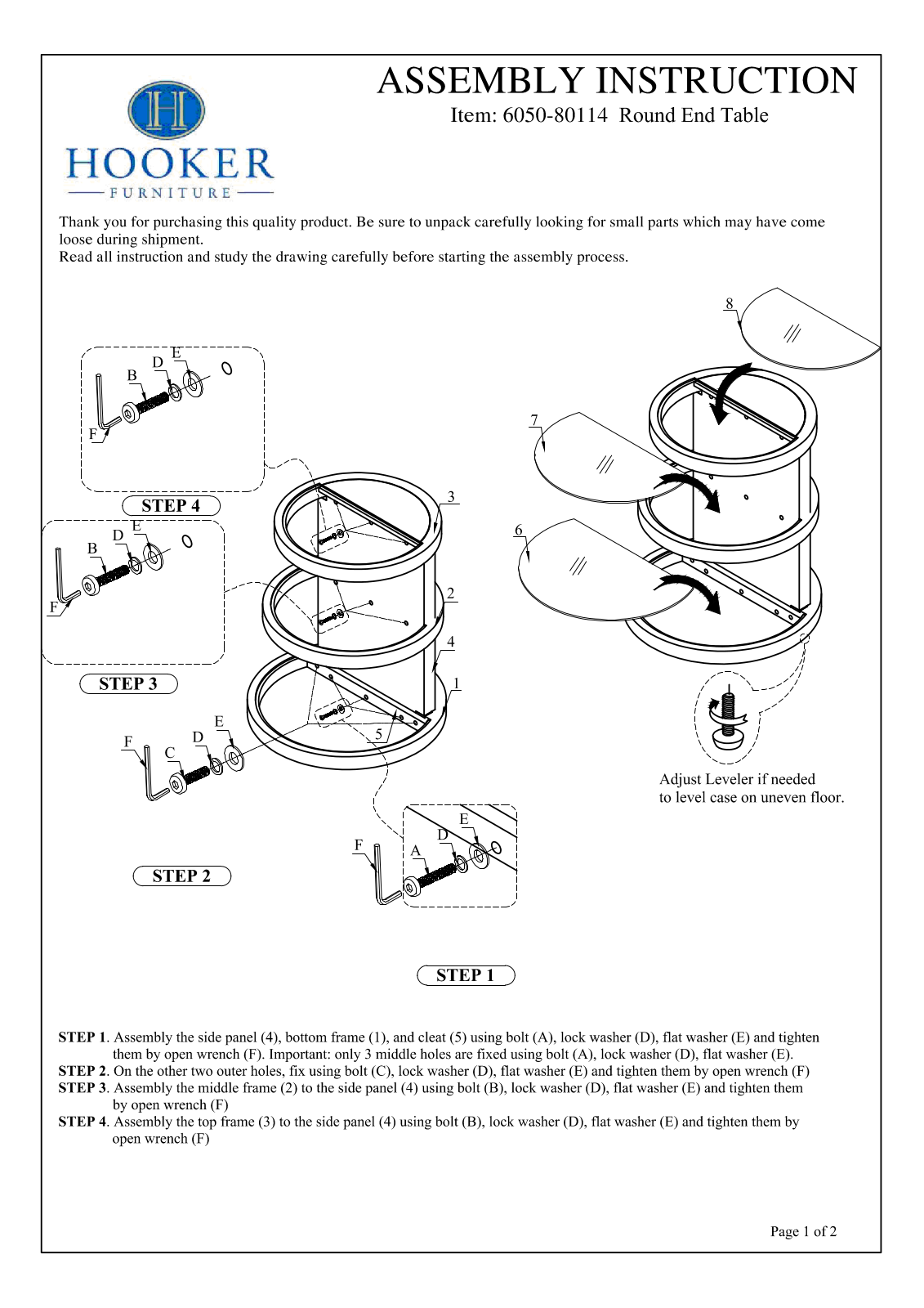 Hooker 6050-80114 Assembly Instructions