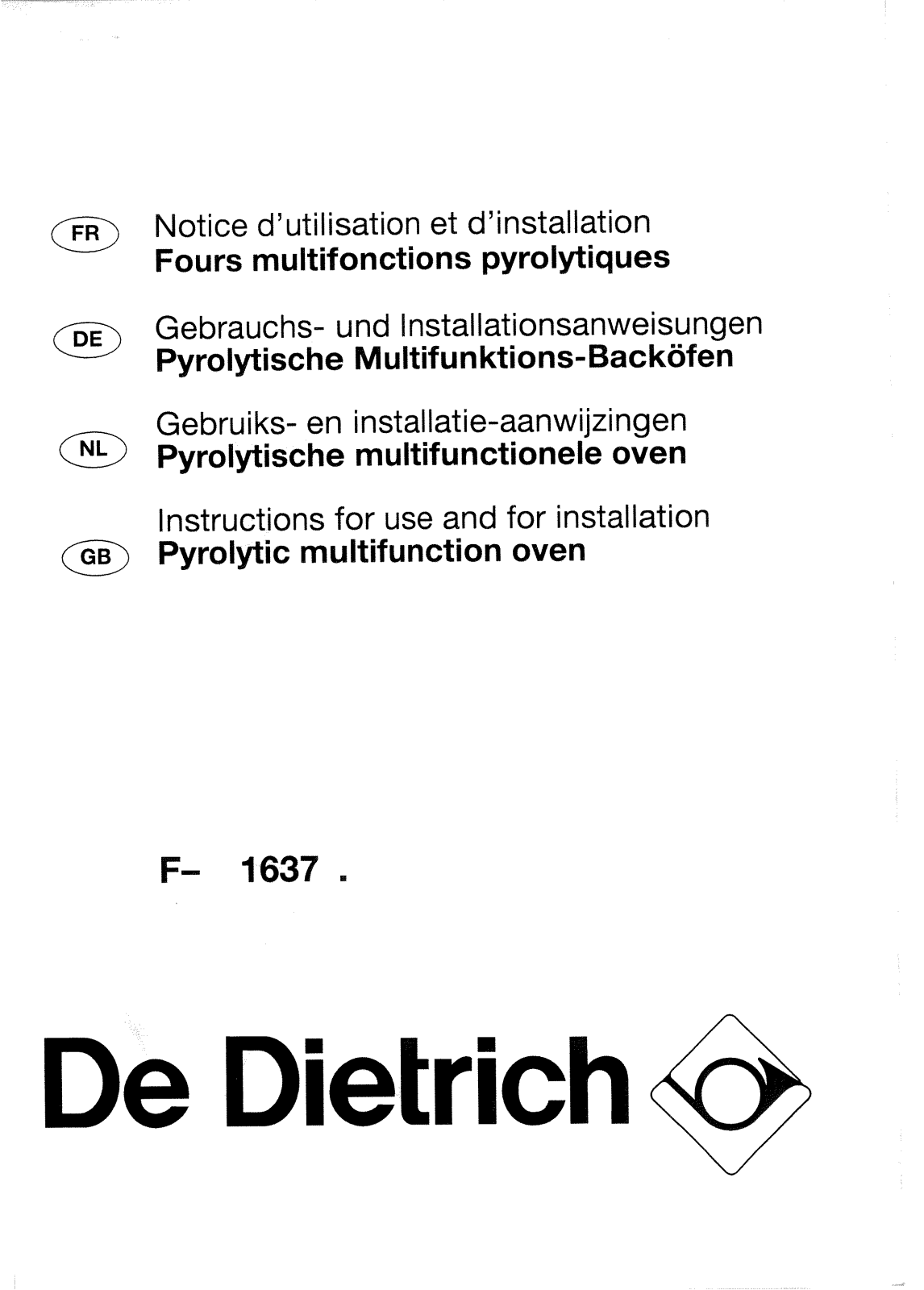 De dietrich FA1637E3 User Manual