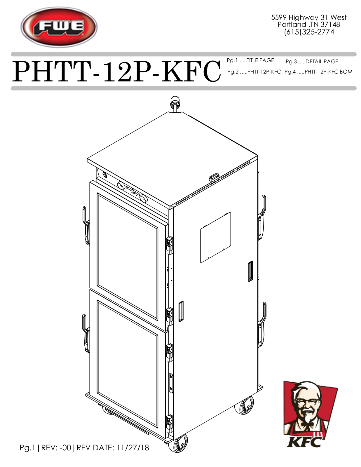 Food Warming Equipment PHTT-12P-KFC Parts Manual