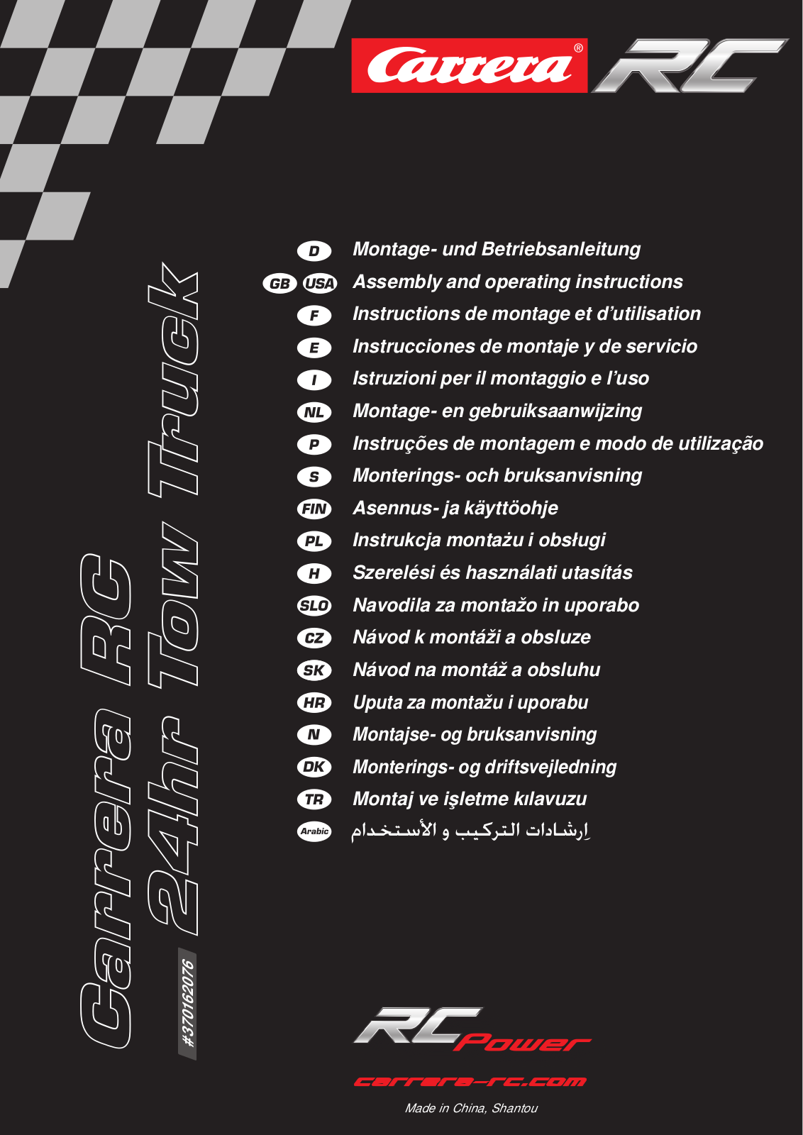 Carrera RC  370162076 Assembly and Operating Instructions