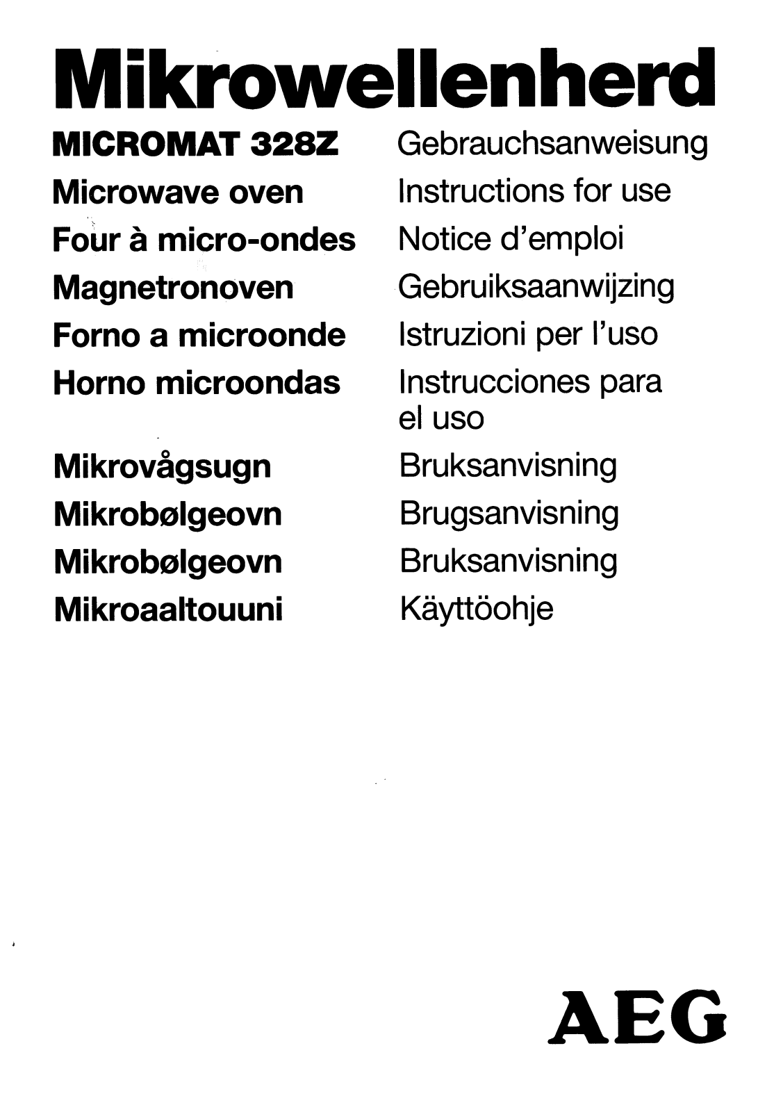 AEG-Electrolux MICROMAT 328 Z D User Manual