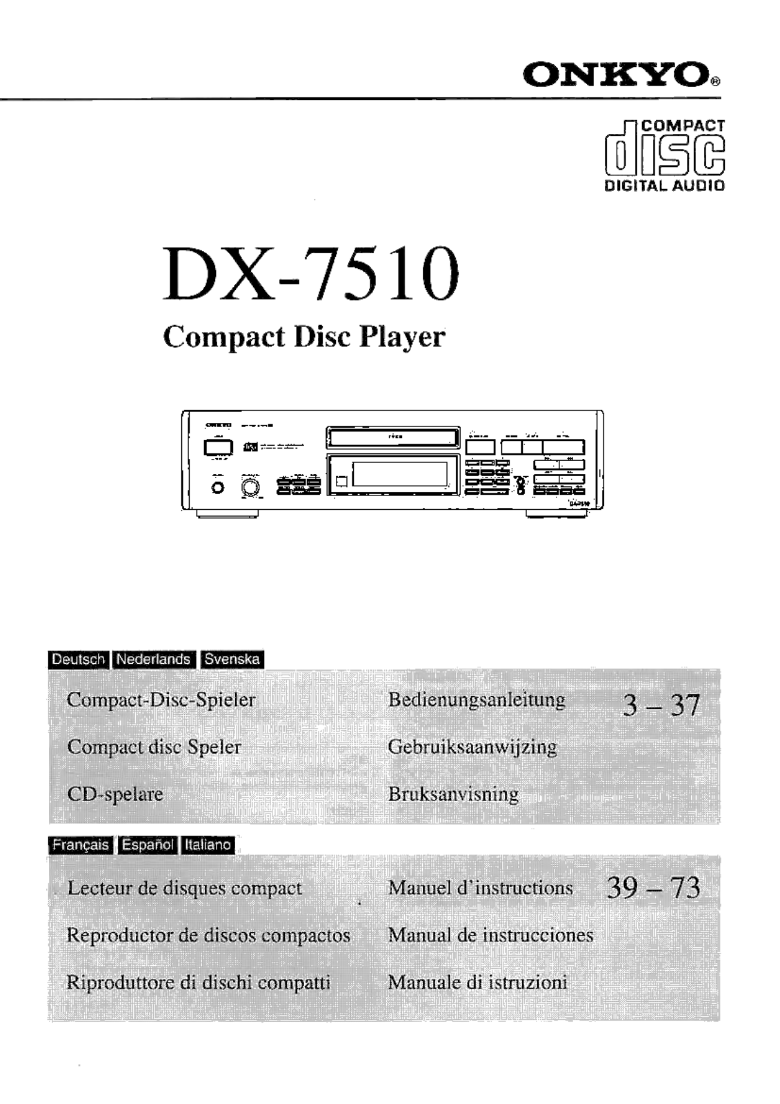 Onkyo DX-7510 Owners Manual