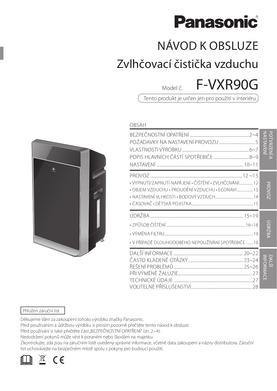 Panasonic F-VXR90 User Manual