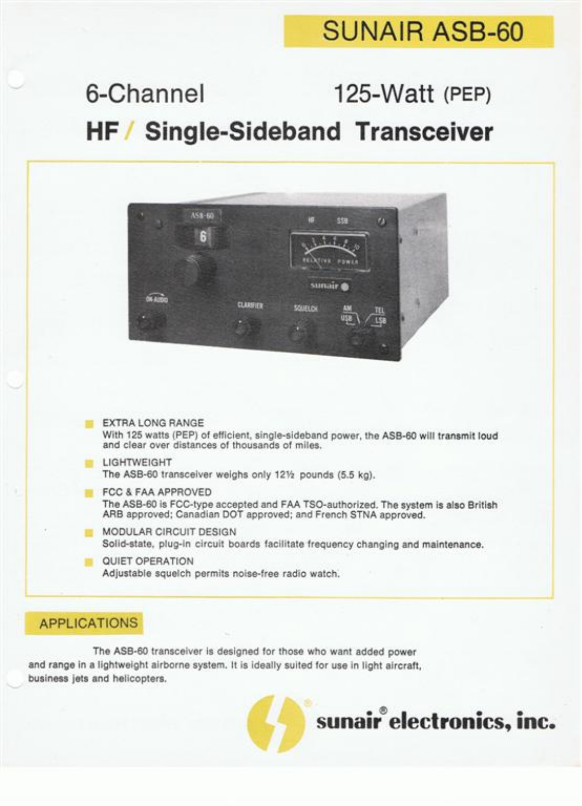 Sunair ASB-60 brochure - ManualMachine.com