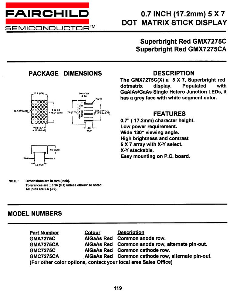 Fairchild Semiconductor GMA7275C, GMC7275CA, GMC7275C, GMA7275CA Datasheet