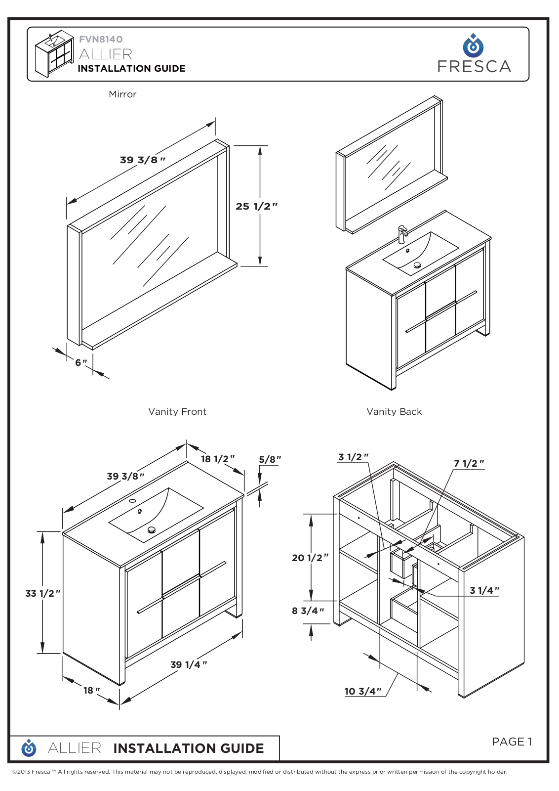 Fresca FBH2240 Installation & Assembly - ManualMachine.com