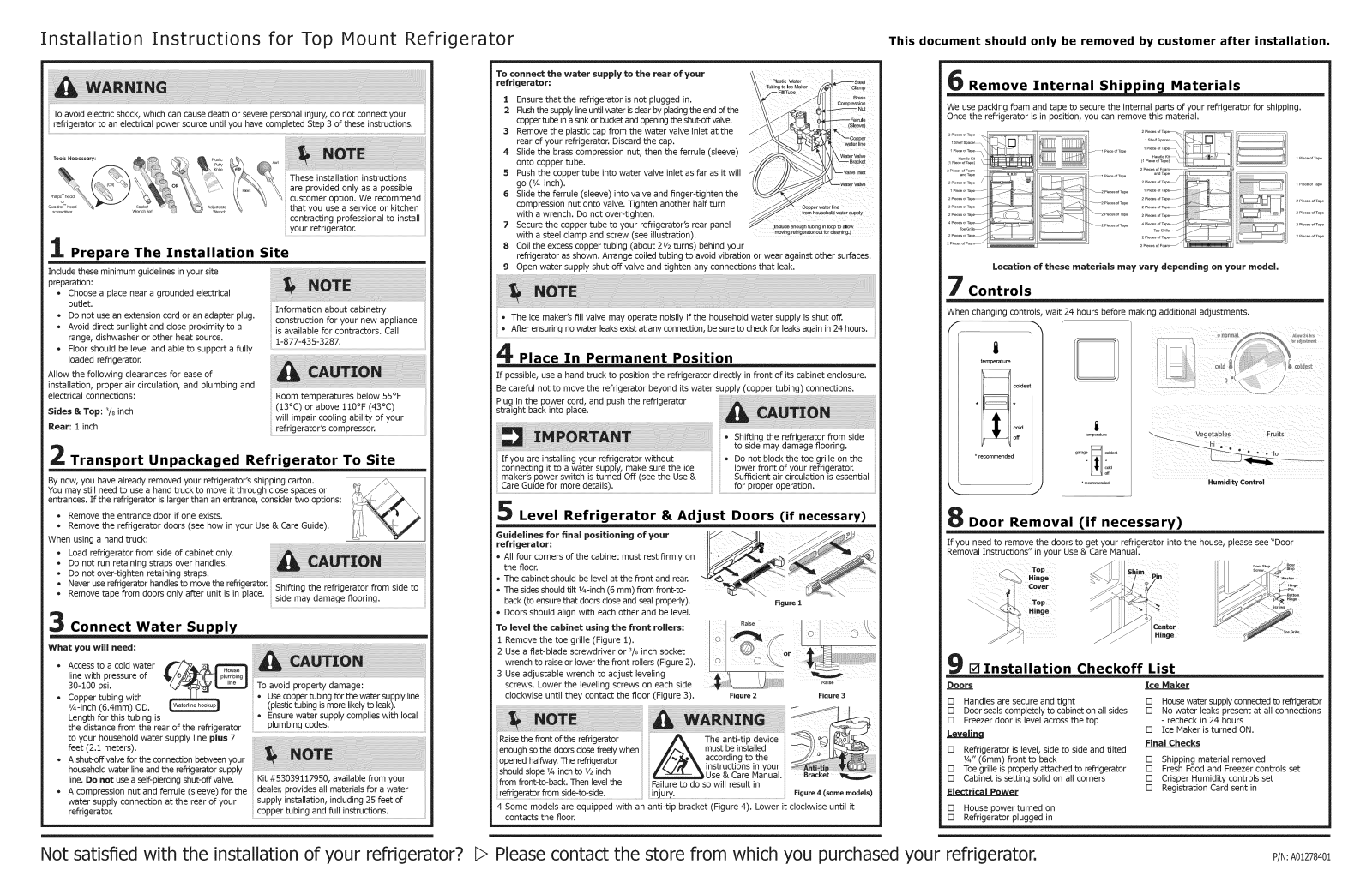 Frigidaire CRT151HQW0, CRT182IQB0, CRT182IQW0, CRT206QB2, CRT206QS1 Installation Guide - ManualMachine.com