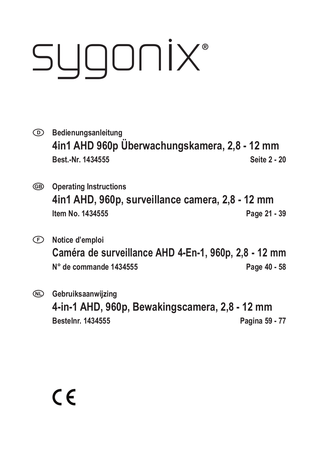 Sygonix AHD Operating instructions