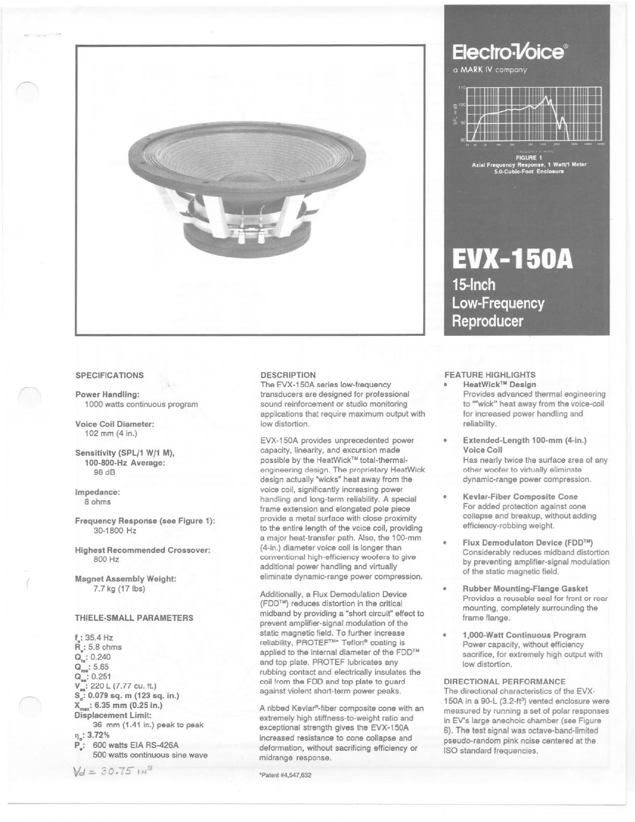 Electro-Voice EVX-150A User Manual