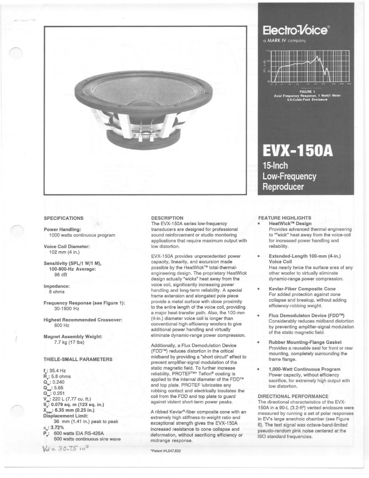 Electro-Voice EVX-150A User Manual